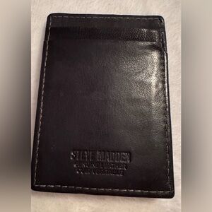 Steve Madden Black Leather Card Wallet